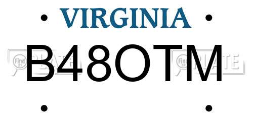 B48OTM Virginia License Plate