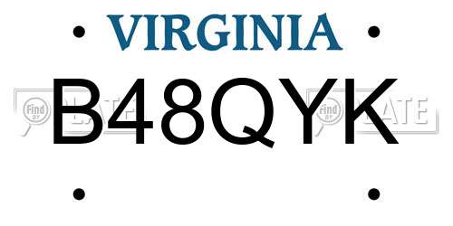 B48QYK Virginia License Plate