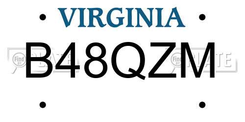 B48QZM Virginia License Plate
