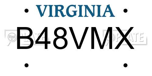 B48VMX Virginia License Plate