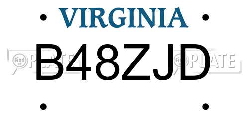 B48ZJD Virginia License Plate