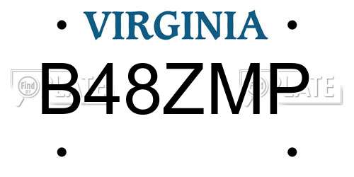 B48ZMP Virginia License Plate