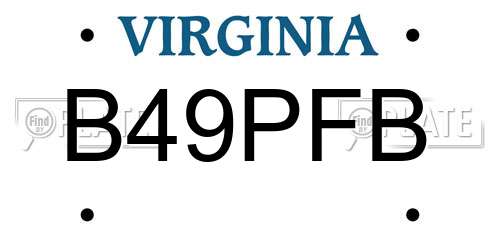 B49PFB Virginia License Plate