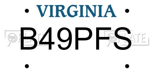 B49PFS Virginia License Plate