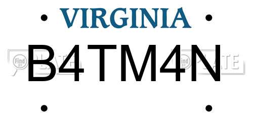 B4TM4N Virginia License Plate