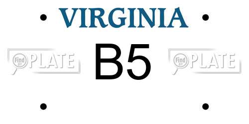 B5 Virginia License Plate