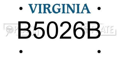 B5026B Virginia License Plate