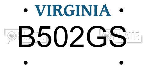 B502GS Virginia License Plate