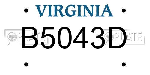 B5043D Virginia License Plate