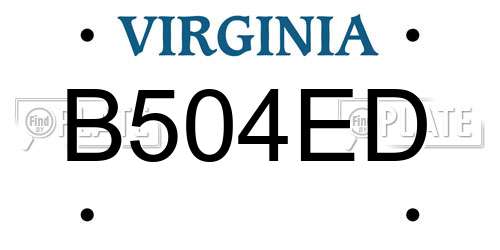 B504ED Virginia License Plate