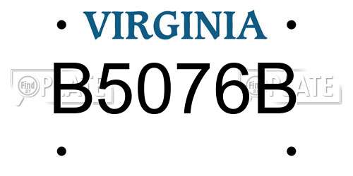 B5076B Virginia License Plate