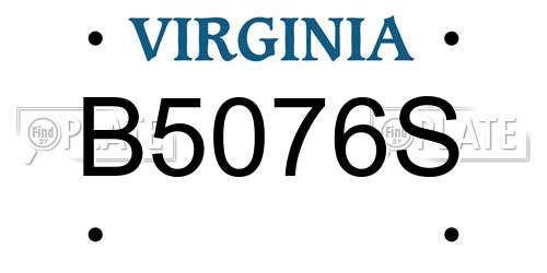 B5076S Virginia License Plate