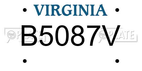 B5087V Virginia License Plate