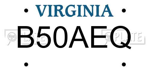 B50AEQ Virginia License Plate