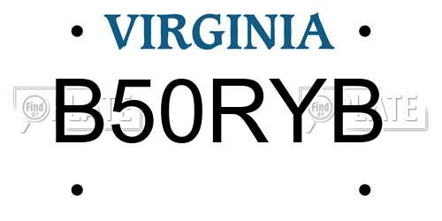 B50RYB Virginia License Plate