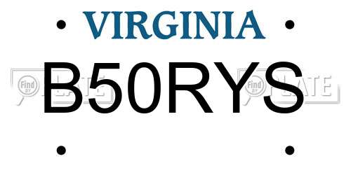 B50RYS Virginia License Plate