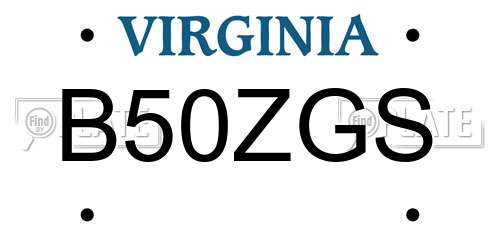 B50ZGS Virginia License Plate