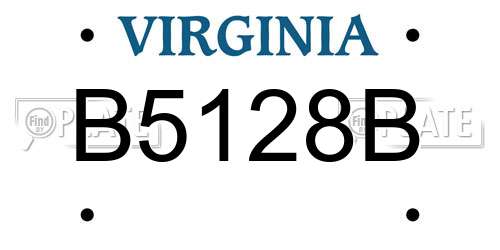 B5128B Virginia License Plate