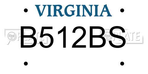 B512BS Virginia License Plate