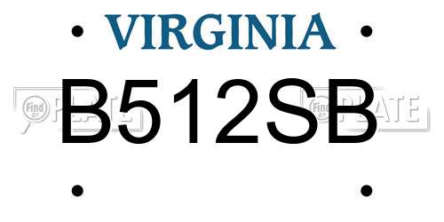 B512SB Virginia License Plate