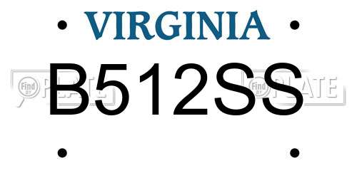 B512SS Virginia License Plate