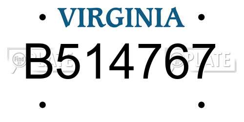 B514767 Virginia License Plate
