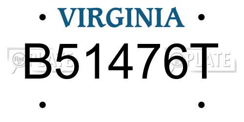 B51476T Virginia License Plate