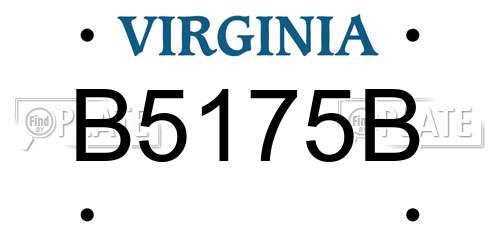 B5175B Virginia License Plate