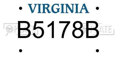 B5178B Virginia License Plate