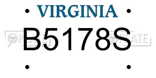B5178S Virginia License Plate