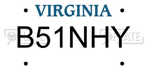 B51NHY Virginia License Plate