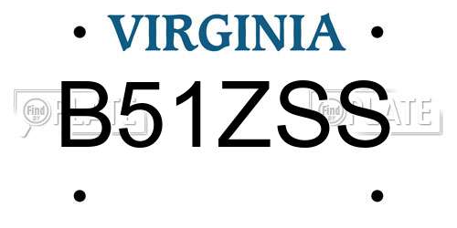B51ZSS Virginia License Plate