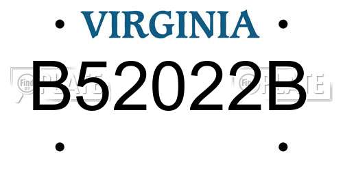 B52022B Virginia License Plate