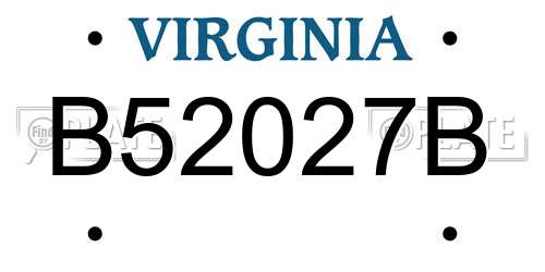 B52027B Virginia License Plate