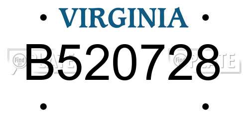 B520728 Virginia License Plate