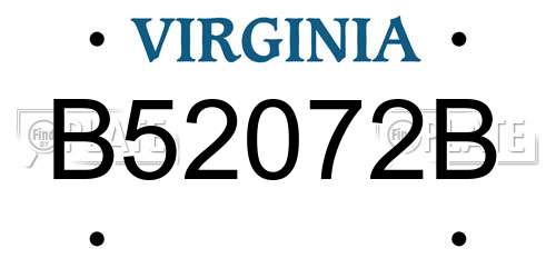 B52072B Virginia License Plate