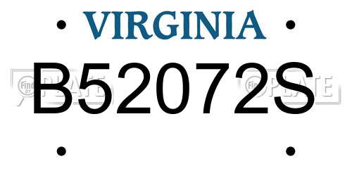 B52072S Virginia License Plate