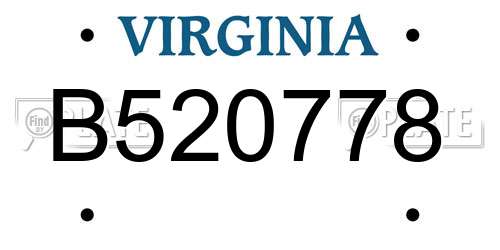 B520778 Virginia License Plate