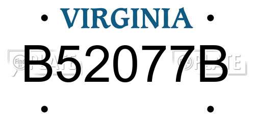 B52077B Virginia License Plate
