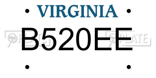 B520EE Virginia License Plate