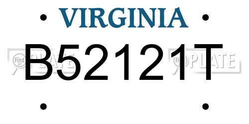 B52121T Virginia License Plate