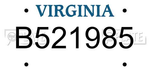 B521985 Virginia License Plate