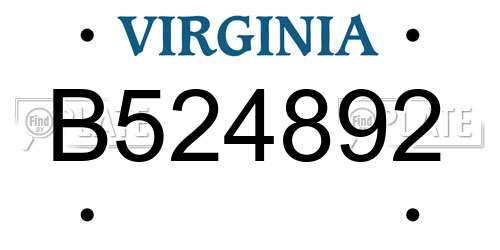B524892 Virginia License Plate