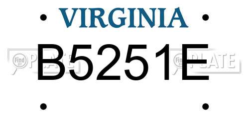 B5251E Virginia License Plate