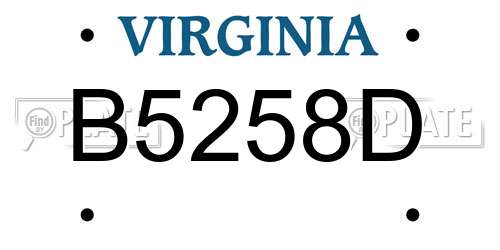 B5258D Virginia License Plate