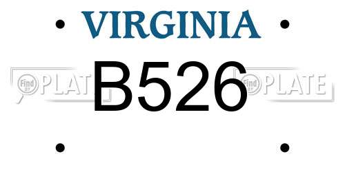 B526 Virginia License Plate