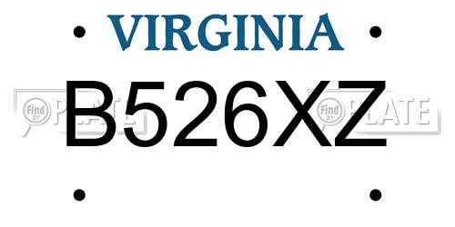 B526XZ Virginia License Plate