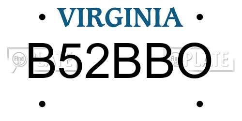 B52BBO Virginia License Plate