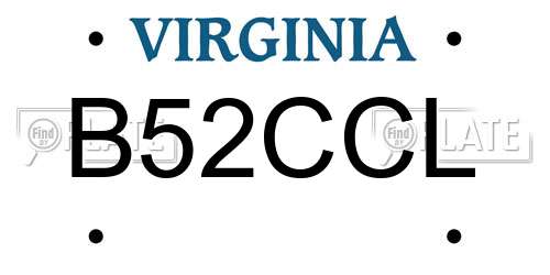 B52CCL Virginia License Plate