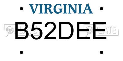 B52DEE Virginia License Plate